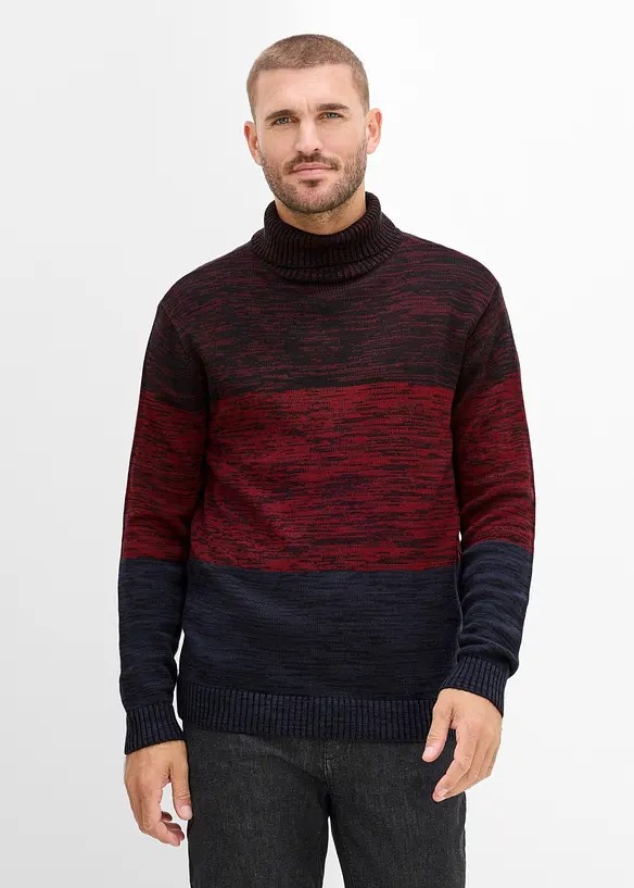 Pull col roul&eacute; en coton m&eacute;lang&eacute; doux, bonprix