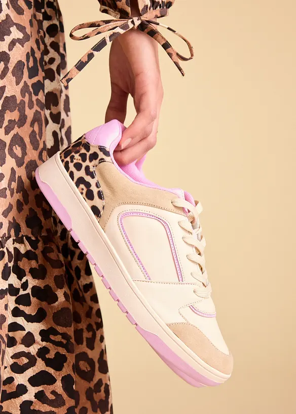 Sneakers &agrave; d&eacute;tails animaliers, bonprix