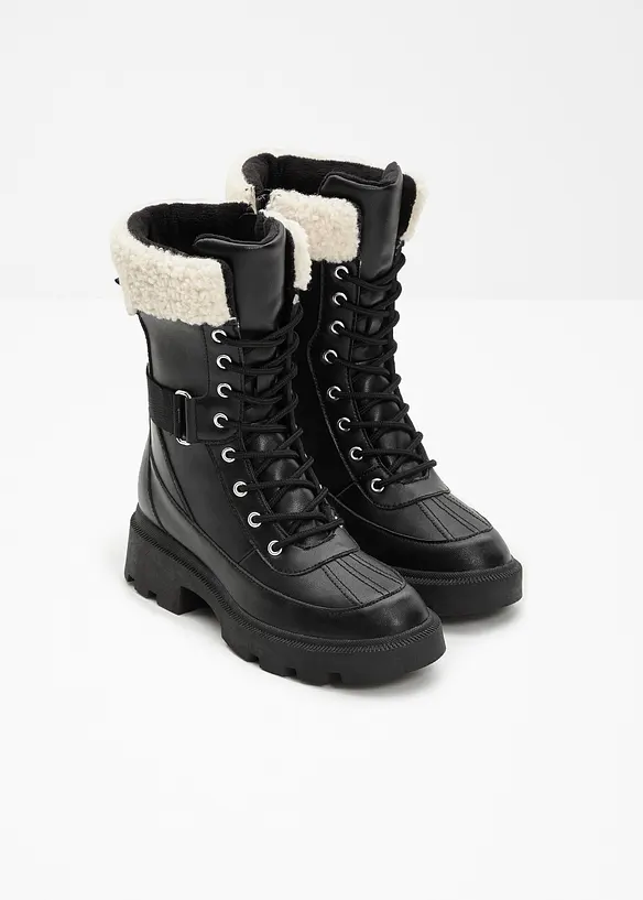 Boots fourr&eacute;es &agrave; lacets, bonprix