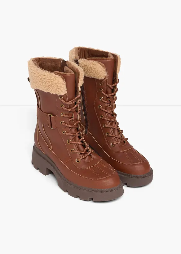 Boots fourr&eacute;es &agrave; lacets, bonprix