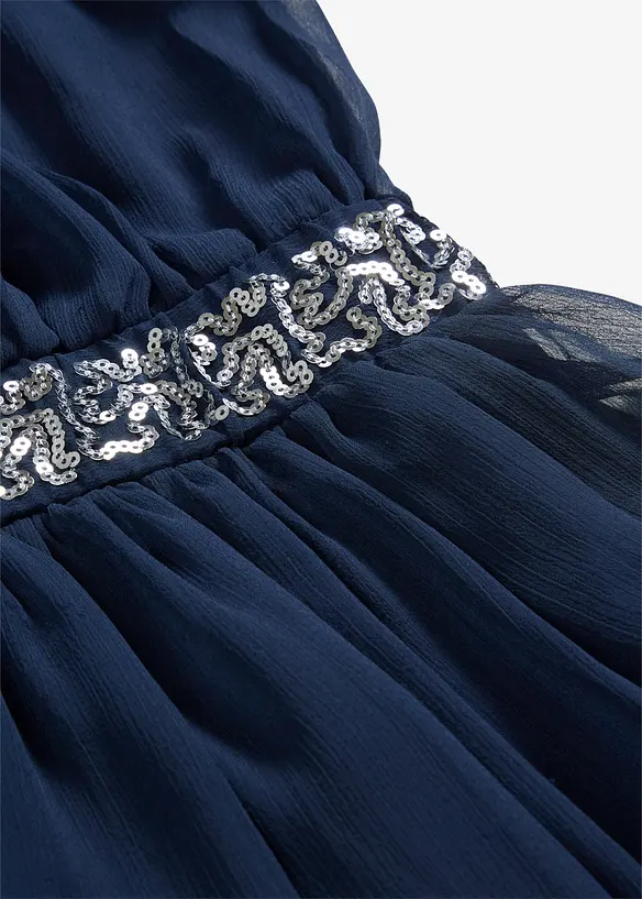 Robe en mousseline avec ceinture orn&eacute;e de sequins, bonprix