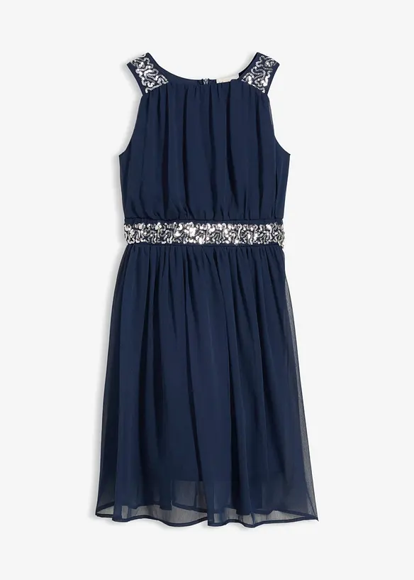 Robe en mousseline avec ceinture orn&eacute;e de sequins, bonprix