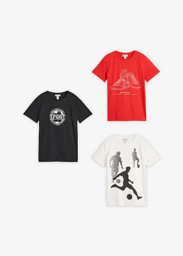 T-Shirt mit Bio-Baumwolle (3er Pack), bonprix