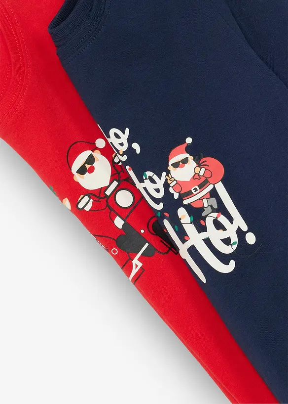 Lot de 2&nbsp;T-shirts manches longues de No&euml;l, 100% coton, bonprix