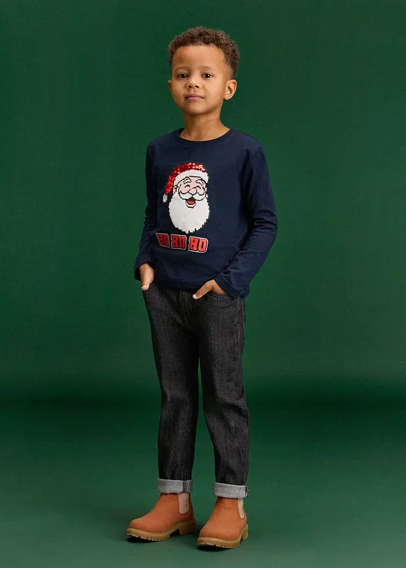 T-shirt manches longues de No&euml;l &agrave; sequins r&eacute;versibles, bonprix