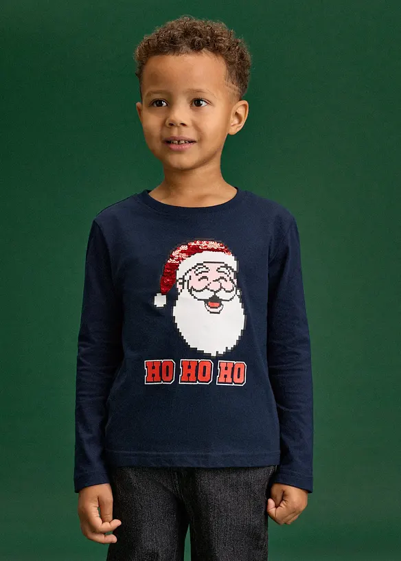 T-shirt manches longues de No&euml;l &agrave; sequins r&eacute;versibles, bonprix