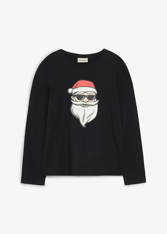 T-shirt manches longues de No&euml;l en coton, bonprix