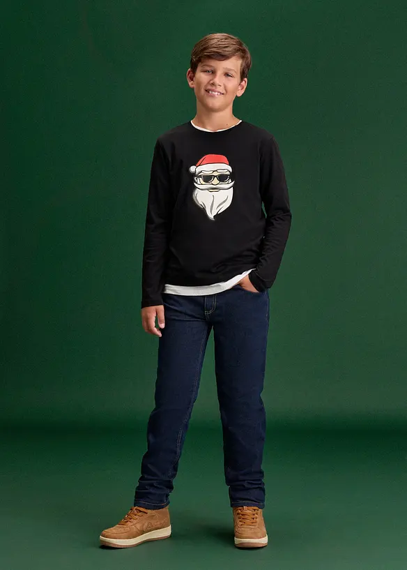 T-shirt manches longues de No&euml;l en coton, bonprix