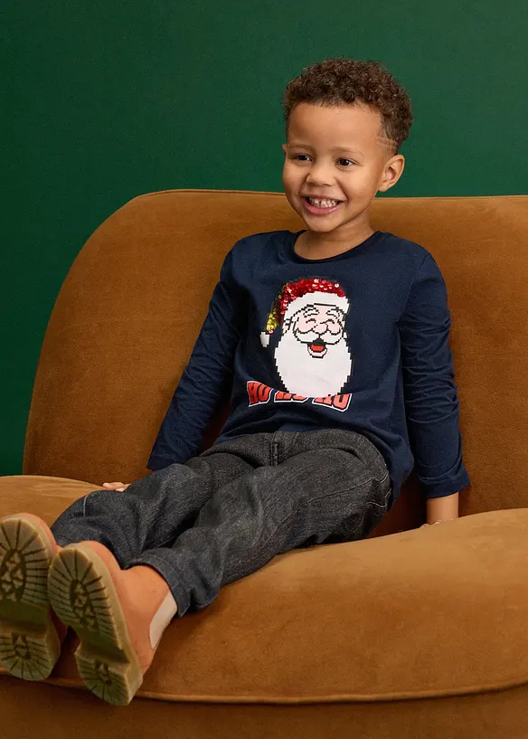 T-shirt manches longues de No&euml;l &agrave; sequins r&eacute;versibles, bonprix