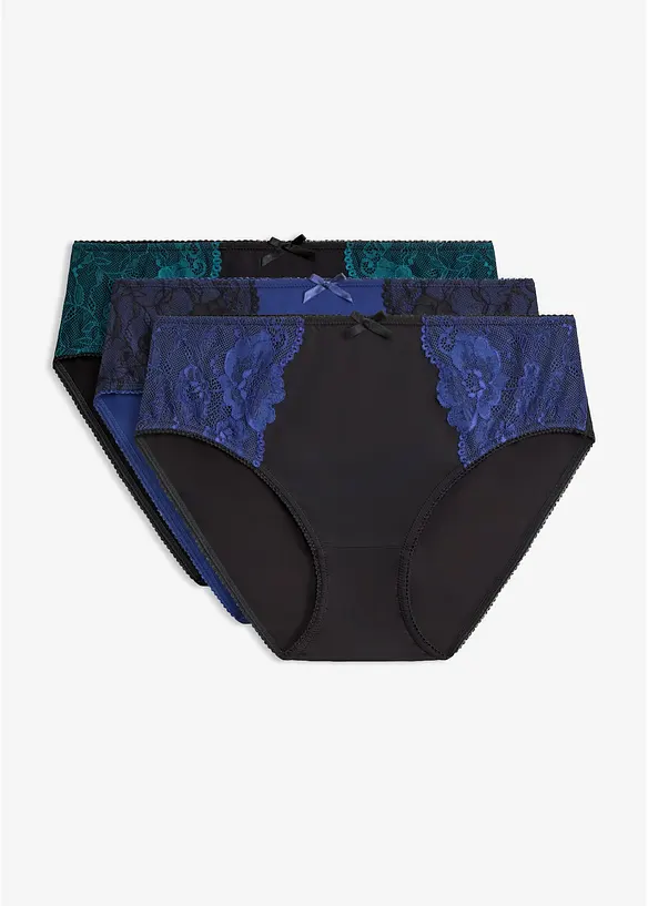 Lot de 3 slips maxi microfibre et dentelle, bonprix