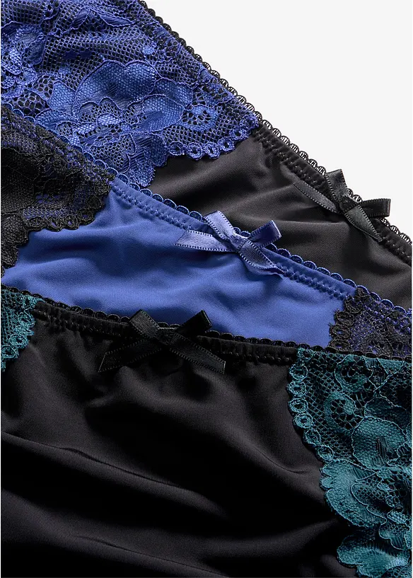 Lot de 3 slips maxi microfibre et dentelle, bonprix