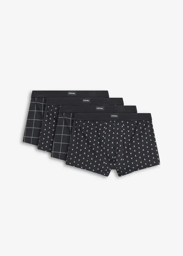 Lot de 4&nbsp;boxers en coton doux, bonprix