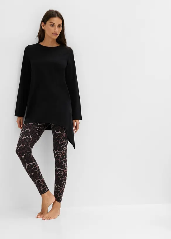 Pyjama aus weicher Baumwolle und Leggings, bonprix