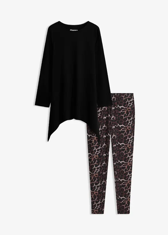 Pyjama aus weicher Baumwolle und Leggings, bonprix