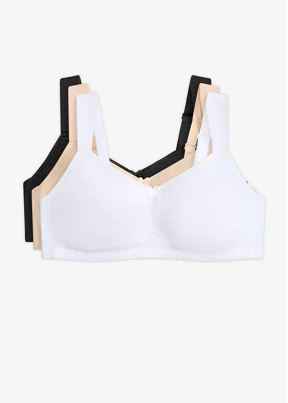 BH ohne B&uuml;gel mit Baumwolle (3er Pack), bonprix
