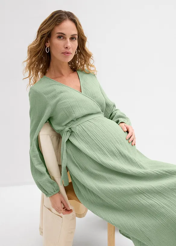 2-in-1 Umstands- und Stillkleid aus Baumwoll-Musselin, bonprix
