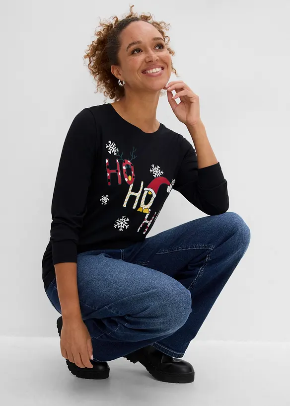 Langarmshirt mit Weihnachtsmotiv, bonprix