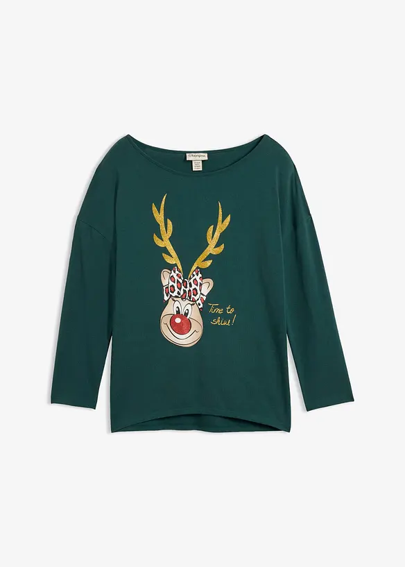 Off-Shoulder-Shirt mit Weihnachtsmotiv, bonprix