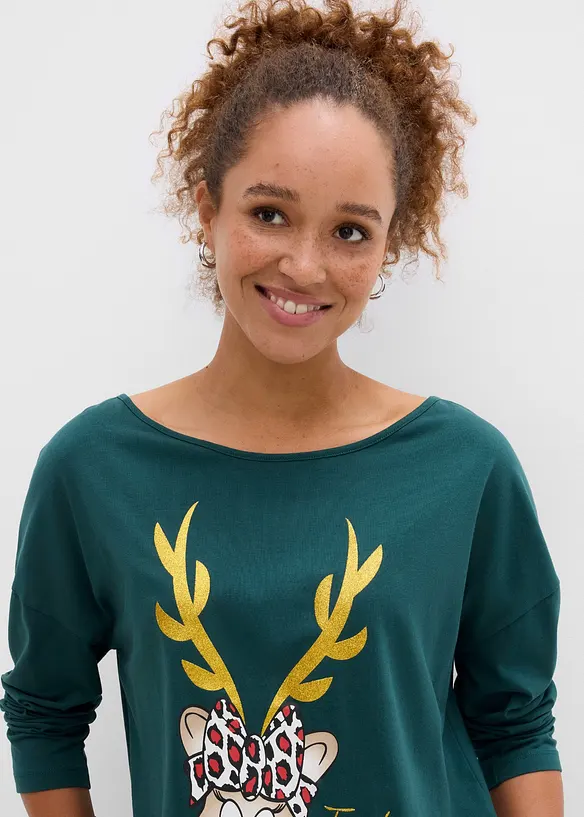 Off-Shoulder-Shirt mit Weihnachtsmotiv, bonprix