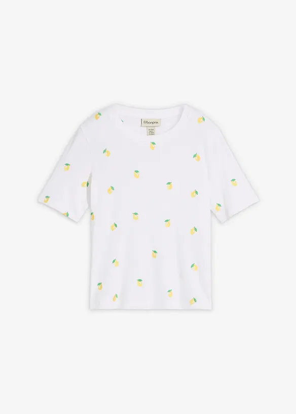 T-shirt c&ocirc;tel&eacute; et brod&eacute; 100% coton, bonprix