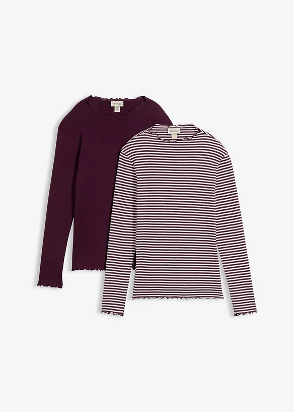 Rippshirt (2er Pack) aus reiner Baumwolle, bonprix