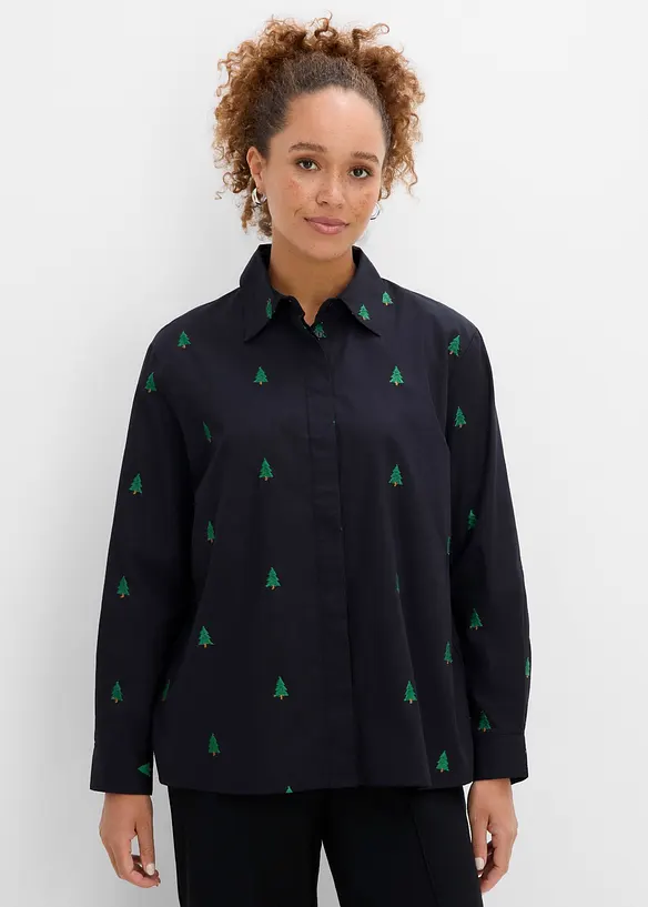 Chemisier 100% coton &agrave; broderies, bonprix