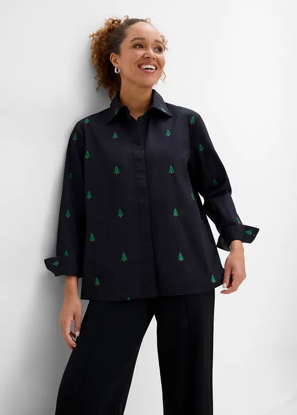 Chemisier 100% coton &agrave; broderies, bonprix