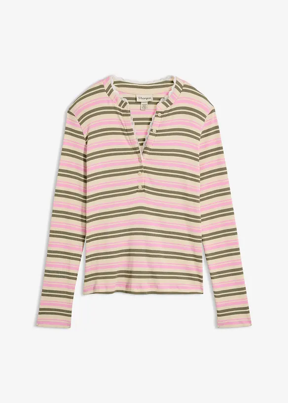 Langarmshirt mit Spitzenbesatz aus reiner Baumwolle, bonprix