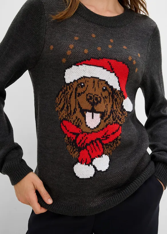 Pull de No&euml;l avec motif de chien, bonprix