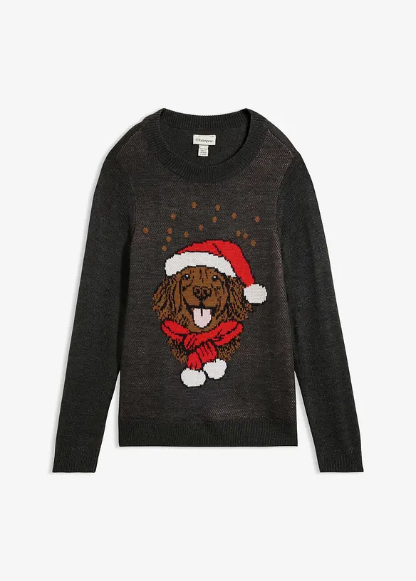 Pull de No&euml;l avec motif de chien, bonprix