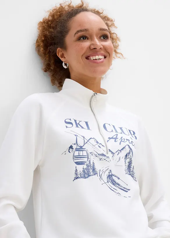 Sweat-shirt en mati&egrave;re n&eacute;opr&egrave;ne &agrave; col camionneur, bonprix