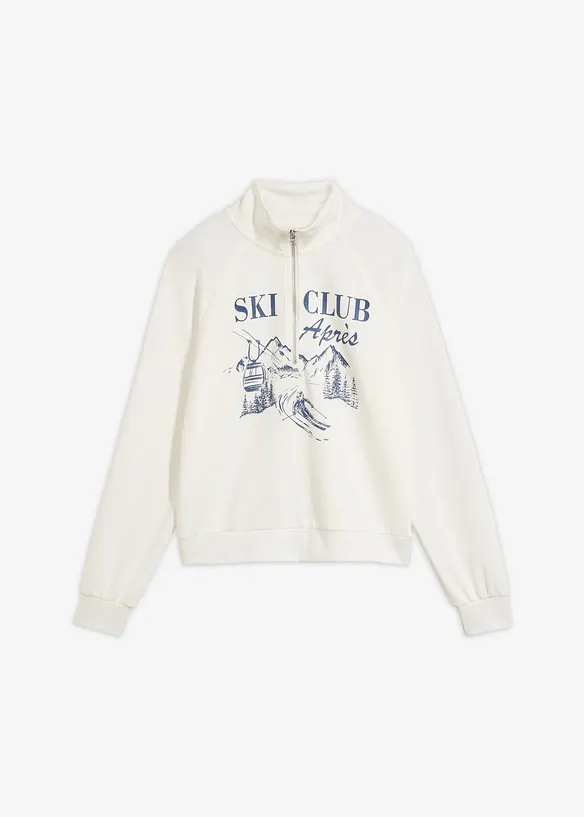 Sweat-shirt en mati&egrave;re n&eacute;opr&egrave;ne &agrave; col camionneur, bonprix