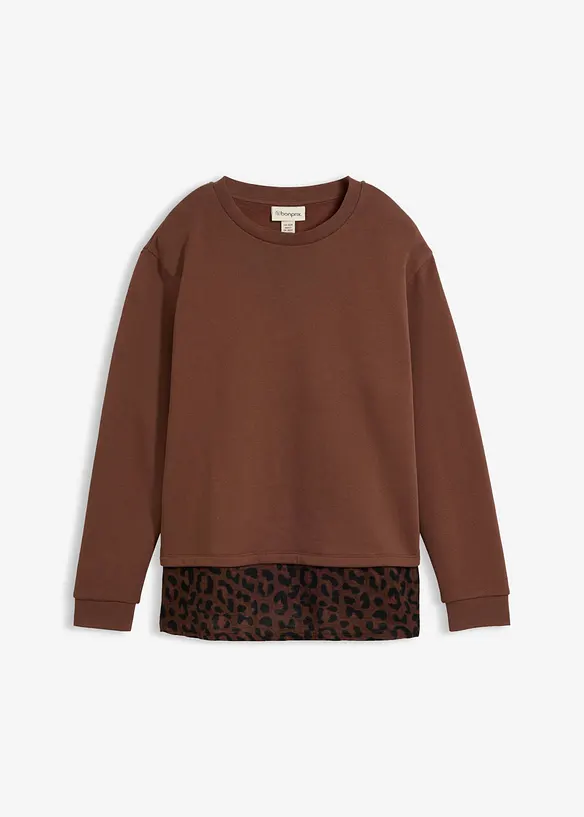 Sweat avec empi&egrave;cement l&eacute;opard, bonprix