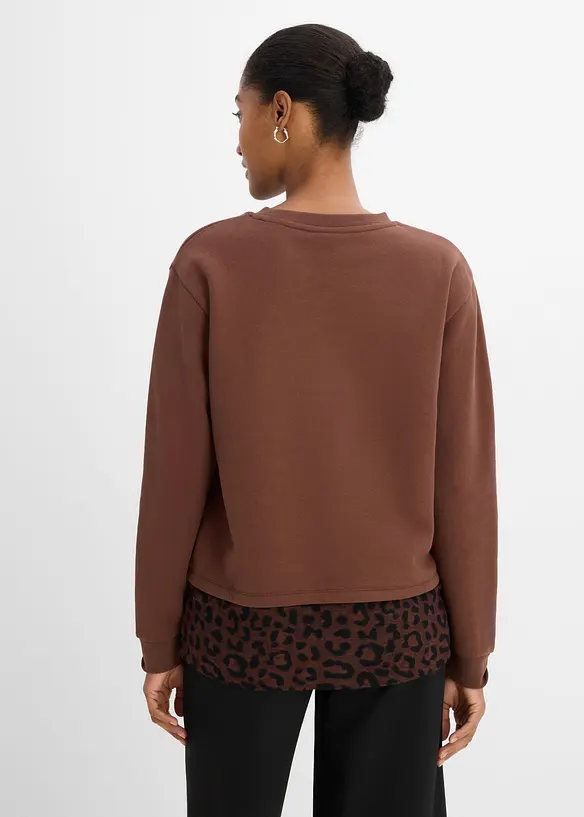Sweat avec empi&egrave;cement l&eacute;opard, bonprix