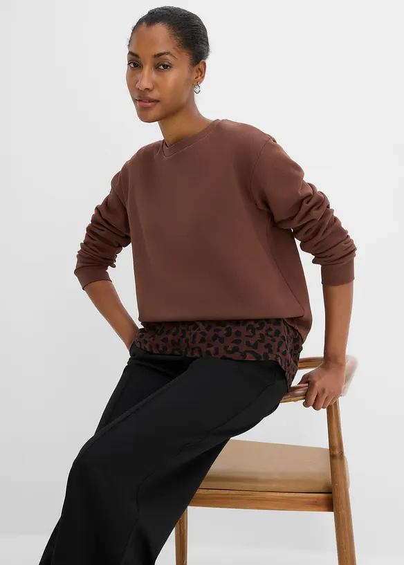 Sweat avec empi&egrave;cement l&eacute;opard, bonprix