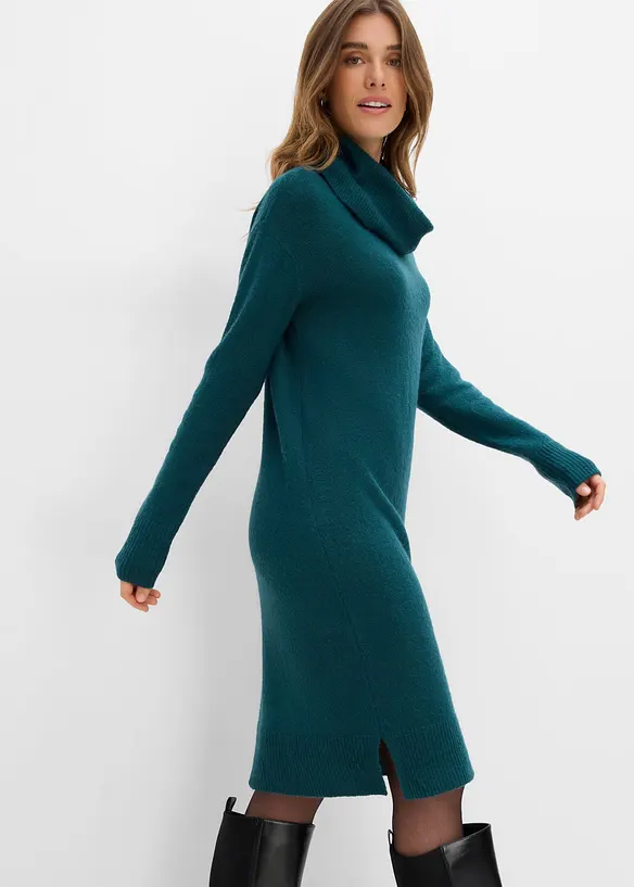 Robe oversize en maille &agrave; col roul&eacute;, bonprix