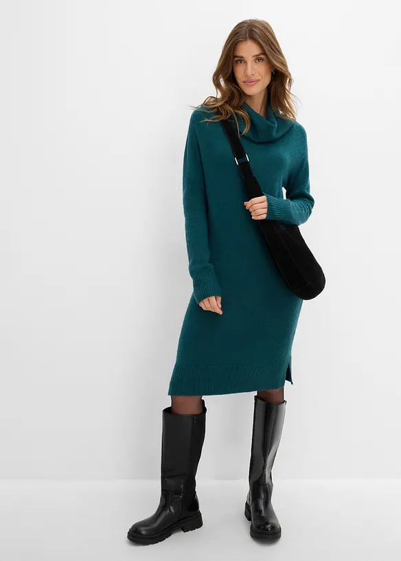 Robe oversize en maille &agrave; col roul&eacute;, bonprix
