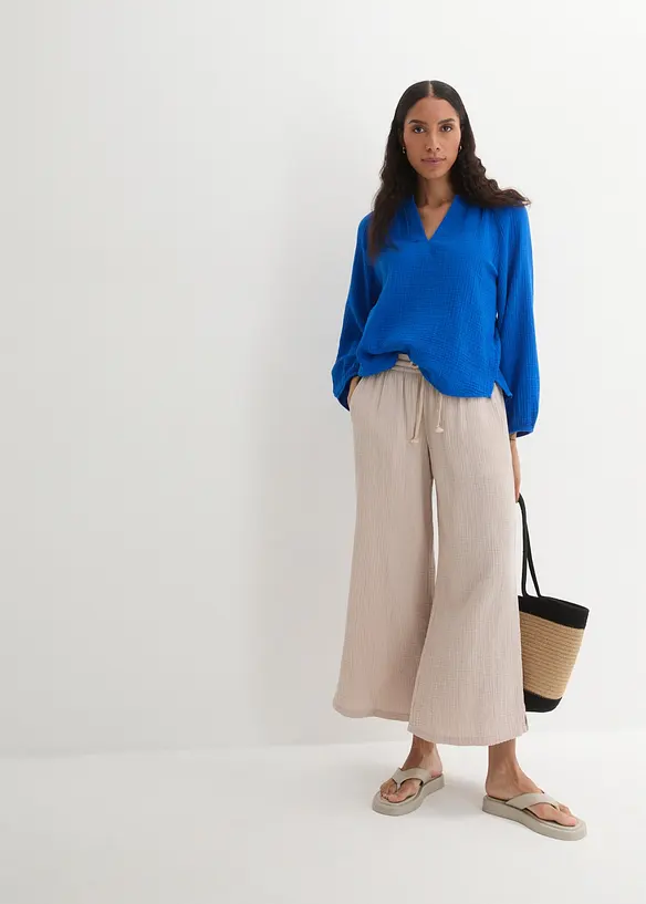 Blouse oversize en gaze de coton, bonprix