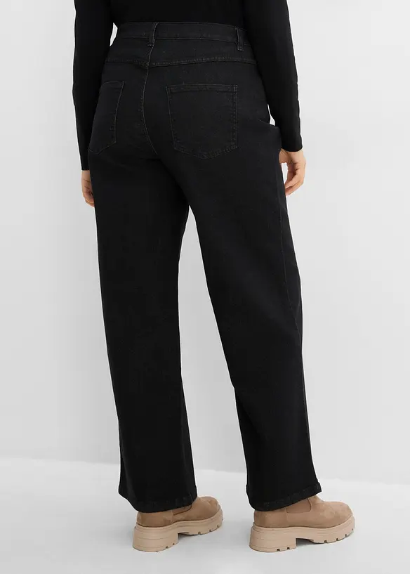 Wide-Leg-Jeans, High Waist mit Nietenbesatz, bonprix