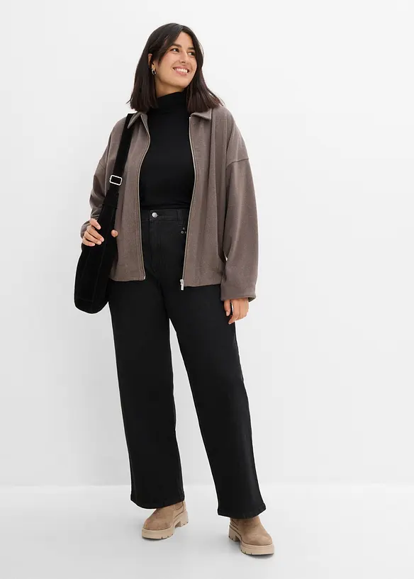 Wide-Leg-Jeans, High Waist mit Nietenbesatz, bonprix