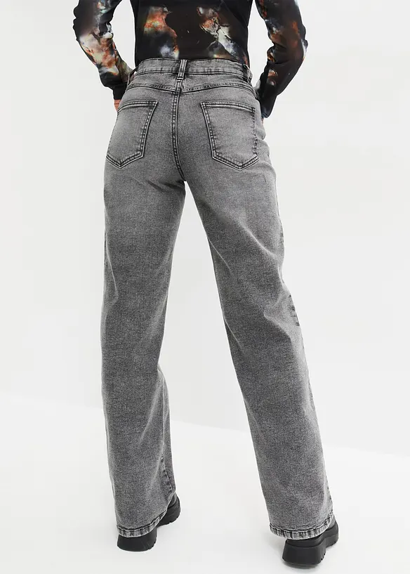 Jean Wide Leg, taille haute avec rivets, bonprix