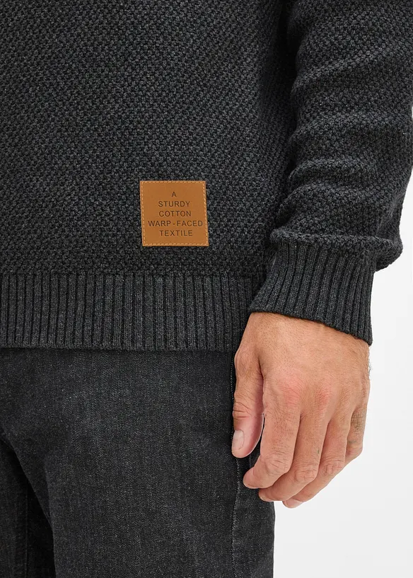 Pull en grosse maille &agrave; col tube 100% coton, bonprix