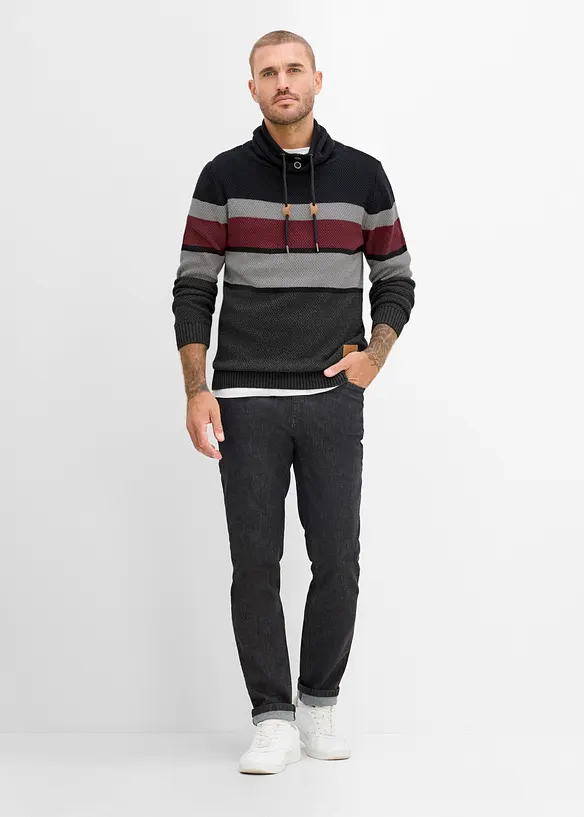 Pull en grosse maille &agrave; col tube 100% coton, bonprix