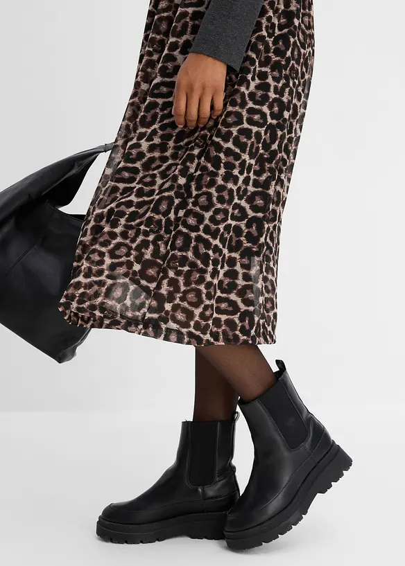Shirtkleid im Materialmix mit reiner Baumwolle, bonprix