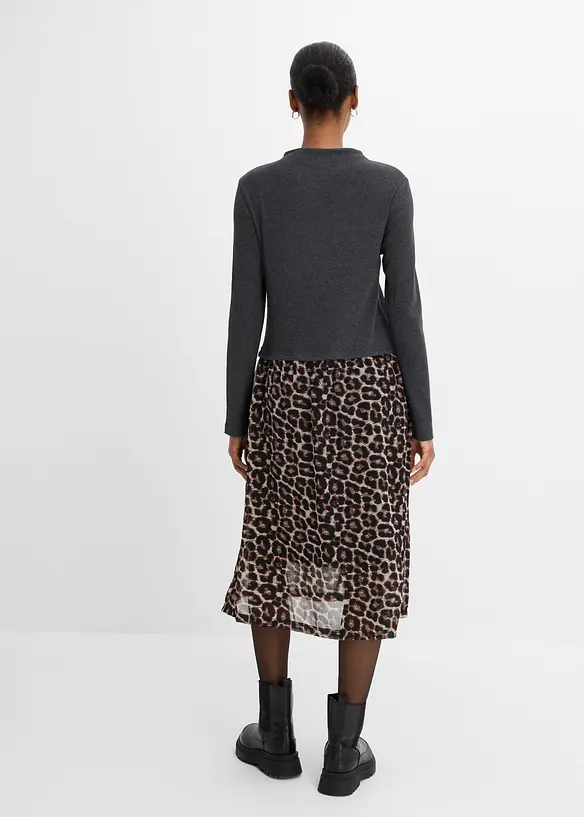 Shirtkleid im Materialmix mit reiner Baumwolle, bonprix
