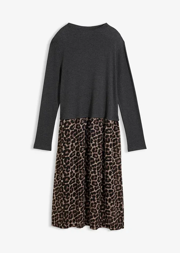 Shirtkleid im Materialmix mit reiner Baumwolle, bonprix