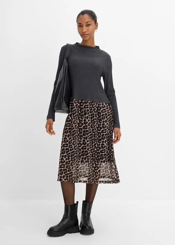 Shirtkleid im Materialmix mit reiner Baumwolle, bonprix