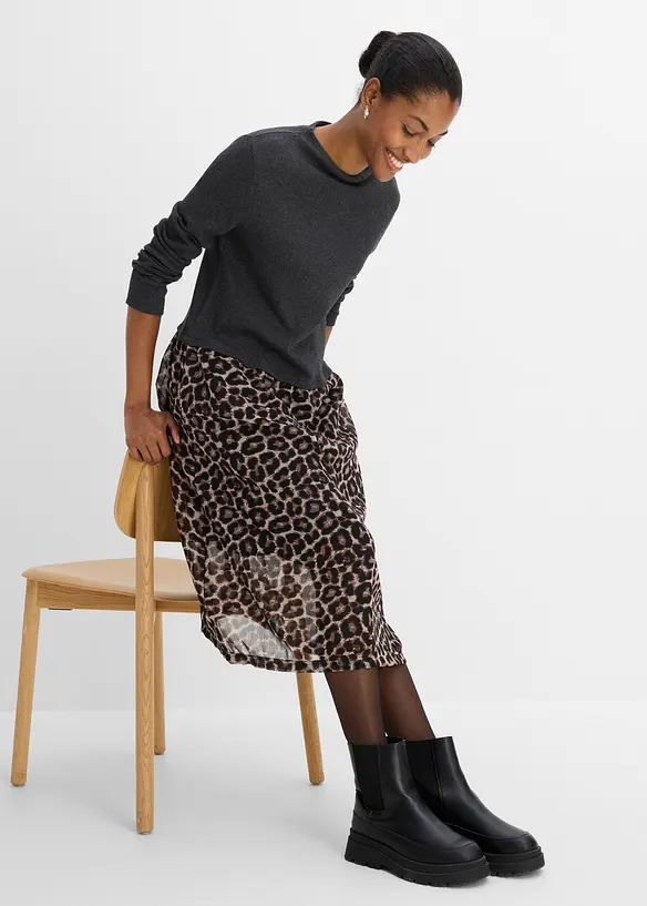 Shirtkleid im Materialmix mit reiner Baumwolle, bonprix