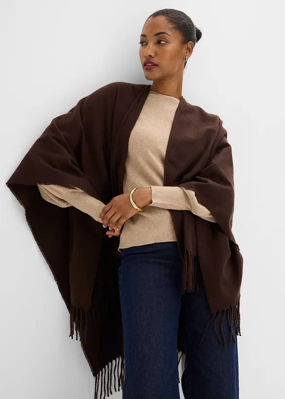 Poncho mit Fransen, bonprix