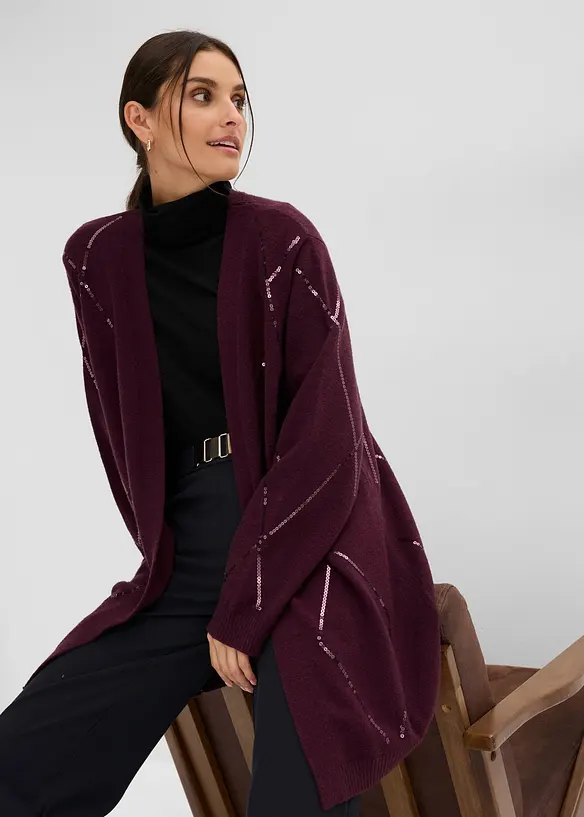 Longstrickjacke mit Pailletten, bonprix